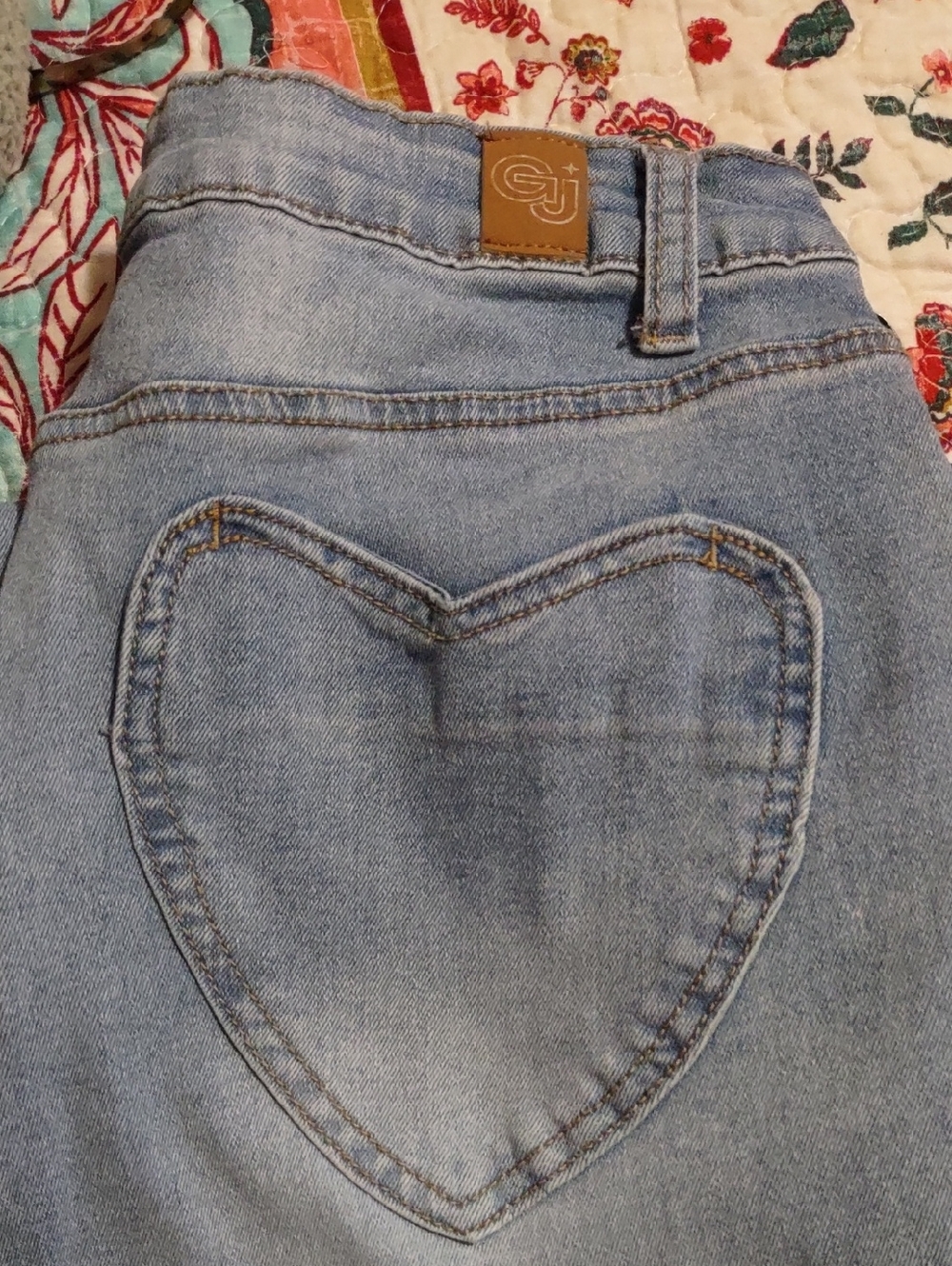 GOGO Light Blue High-Rise Jeans with Heart Back Pocket Patch